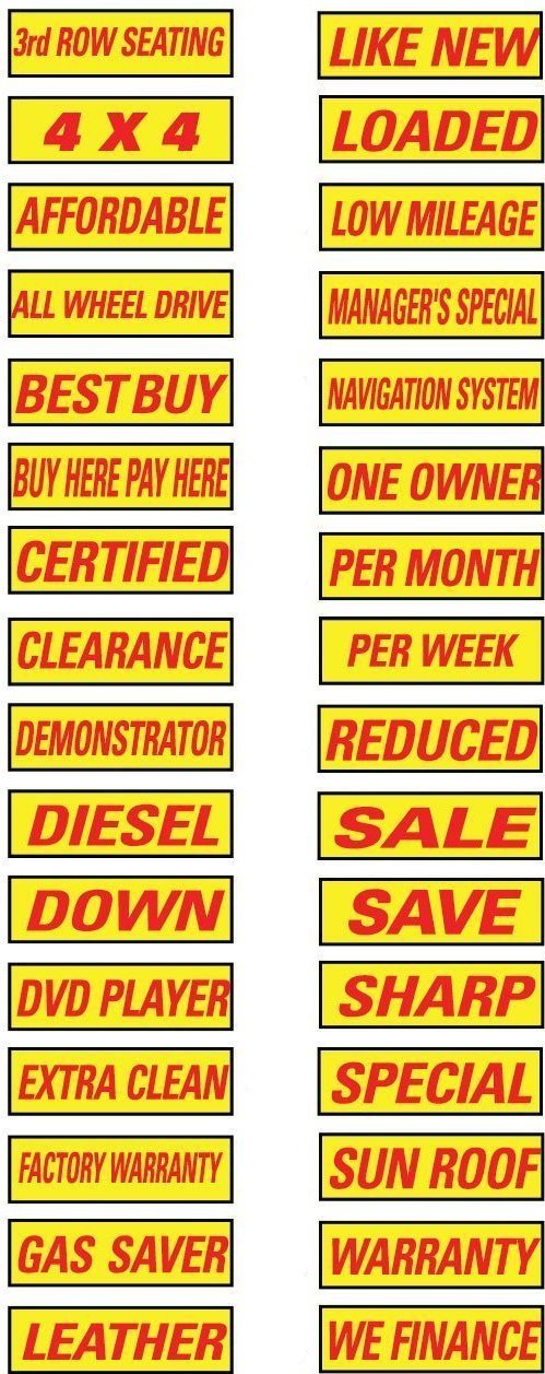 Vinyl Number & for Sale Decals 13 Dozen Car Lot Windshield Pricing Stickers  (Red