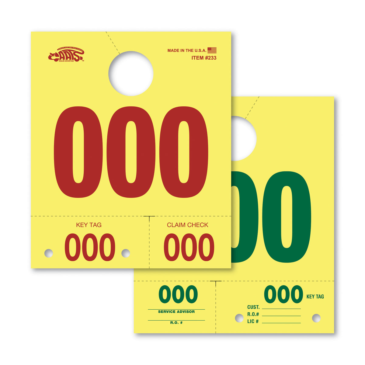 Colored Dispatch Numbers & Key Tags
