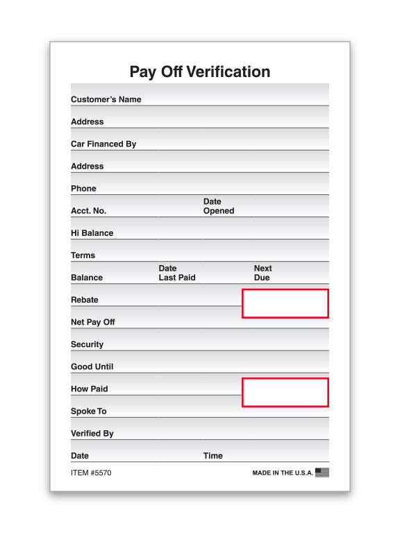 Pay Off Verification