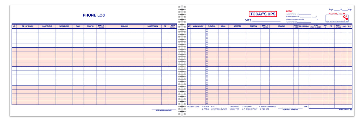 UPS Log Book/Customer Contact Log