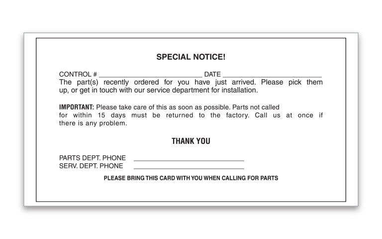 Special Parts Order Forms - Form GMPS-115-5