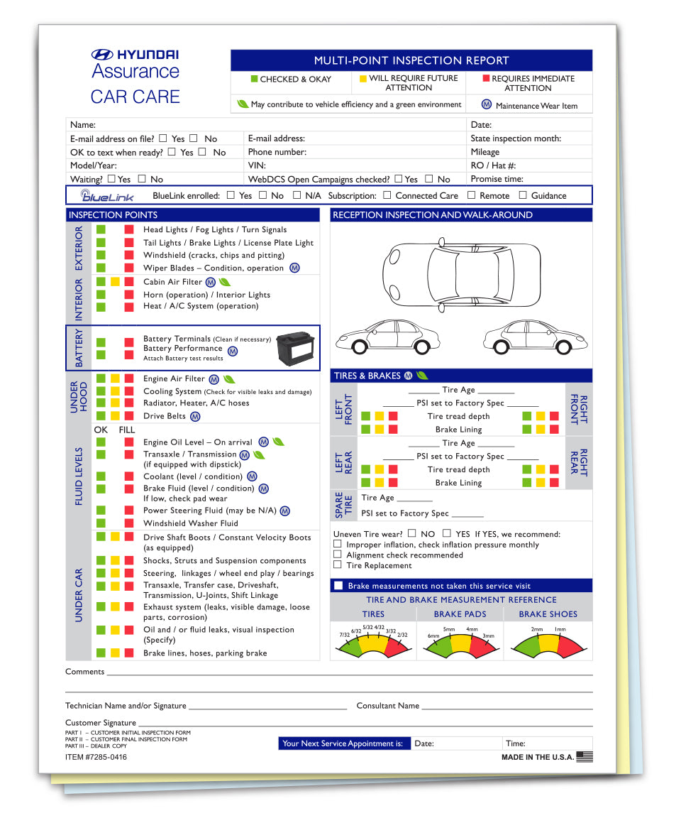 Hyundai Multi-Point Vehicle Checkup - 3-part