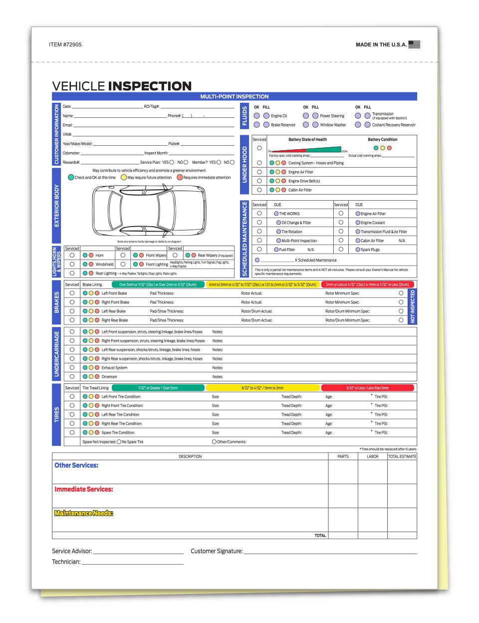 F-Series Multi-Point Inspection Form - 2 Part