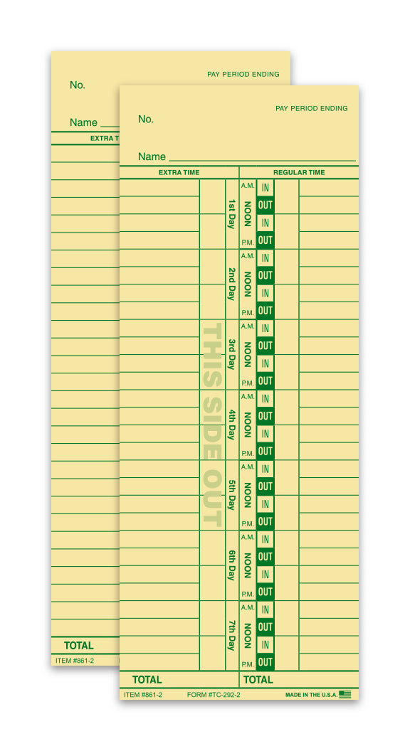 Time Clock Cards (Manual) Style 3