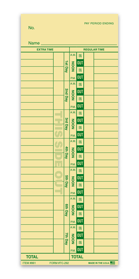 Time Clock Cards (Manual) Style 2