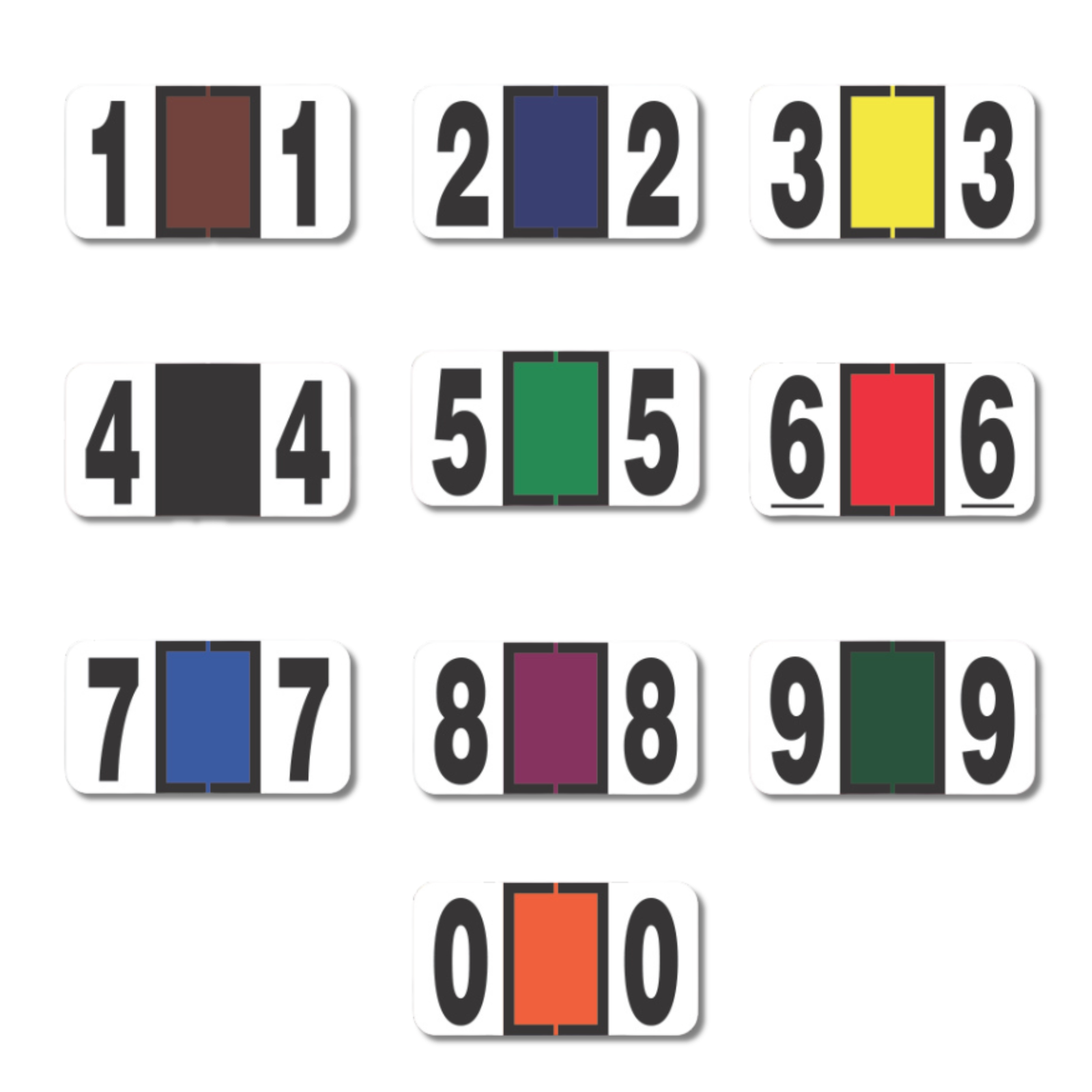 Set of colorful number stickers from 1 to 9 on a white background