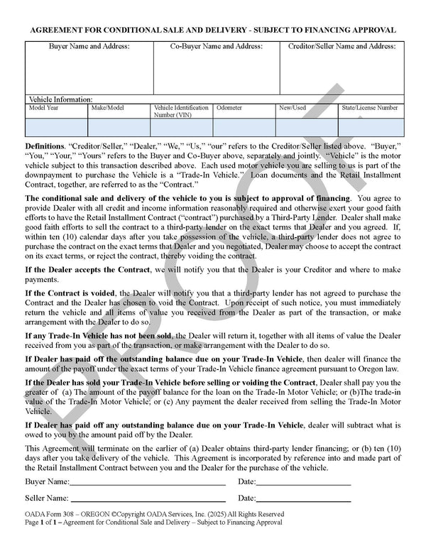 Agreement for Conditional Sale and Delivery - flywheelnw.com