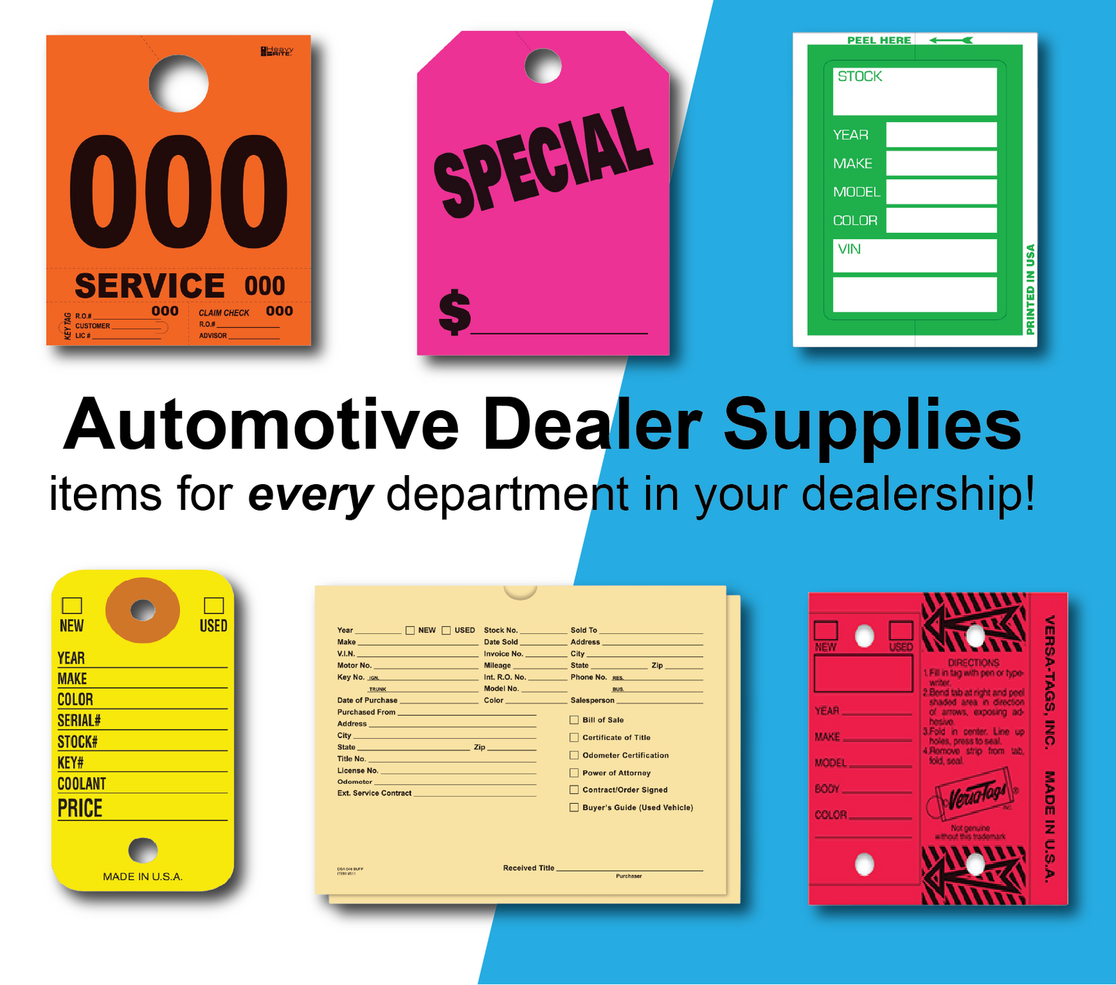 Flywheel automotive products and services with various colorful labels on a blue background