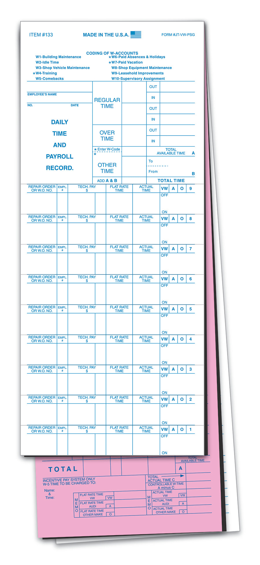 Job Time Ticket - Import Car Dealers - Large www.flywheelnw.com