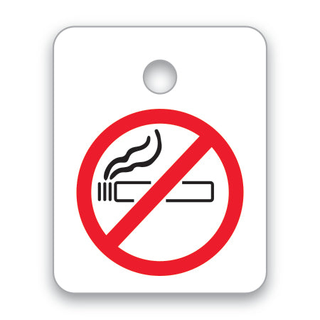 No Smoking Reminders - Plastic Key Fob; Rectangular image with cigarette image with large red circle with slash through it. 