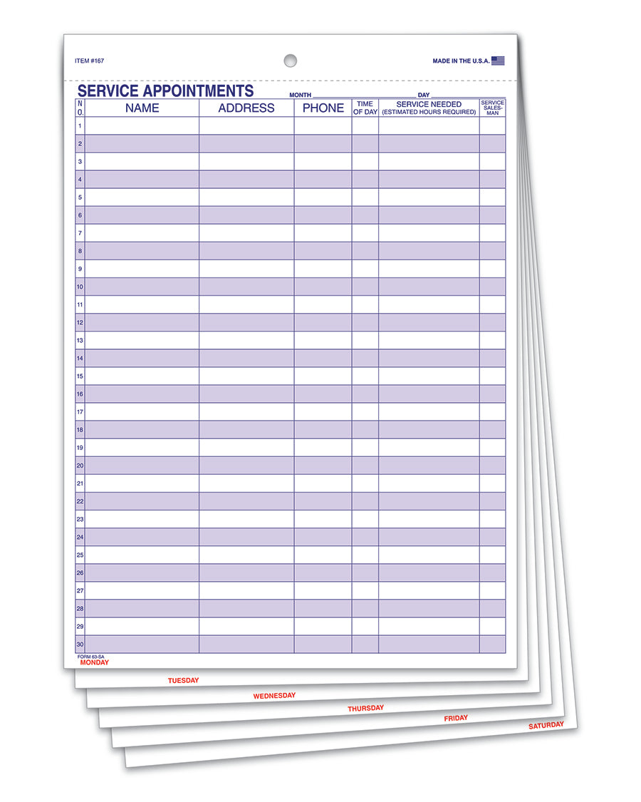 Route Sheets/Appointments - Form #63-SA - flywheelnw.com