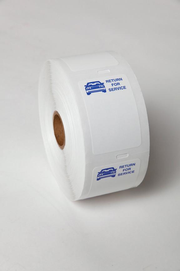 5 in 1 Static Cling Printing System Supplies - &quot;Return for Service&quot; Generic Roll Labels - flywheelnw.com