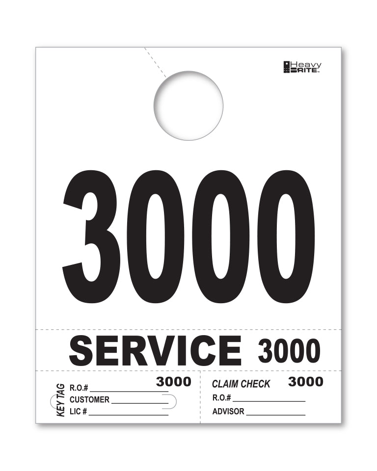 HeavyBrite 4 Part Service Tag Dispatch Numbers