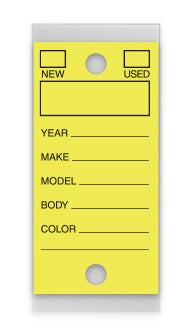 Versa Tag Key Tag in Yellow; image is a yellow key tag with a hole on the top and a hole on the bottom. www.flywheelnw.com