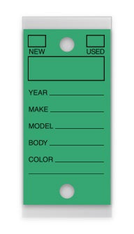 Versa Tag Key Tag in Green; image is a green key tag with a hole on the top and a hole on the bottom. www.flywheelnw.com