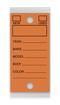 Versa Tag Key Tag in Orange; image is an orange key tag with a hole on the top and a hole on the bottom. 