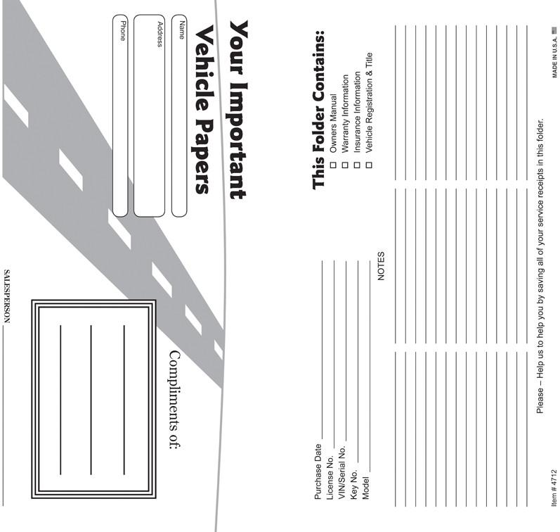 Paper Document Holder (Vehicle Paper Wallets) - Stock - flywheelnw.com