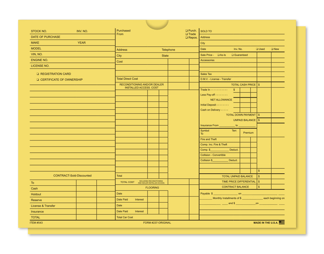 3-in-1 Deal Envelope in Buff PK 500; image is a buff-colored deal envelope with three columns of writable information. www.flywheelnw.com