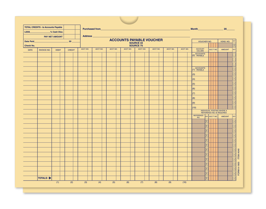 Accounts Payable Voucher Envelope - Automated Accounting Style PK 100; image is a manila-colored accounts payable folder. www.flywheelnw.com