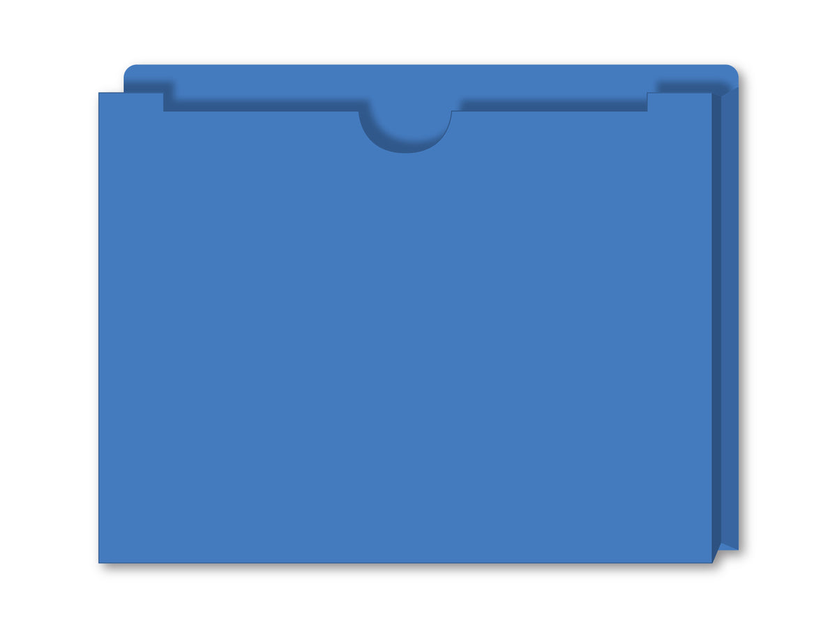 1&quot; Expandable Deal Jackets in Blue; image is a dark blue colored expandable file folder. www.flywheelnw.com