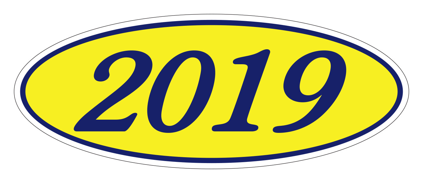Oval Year Window Stickers- Year 2019