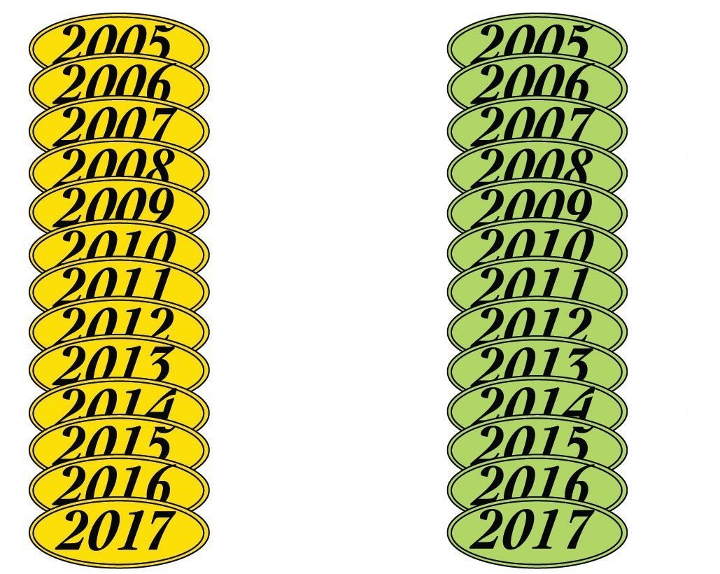 Oval Year Window Stickers - flywheelnw.com