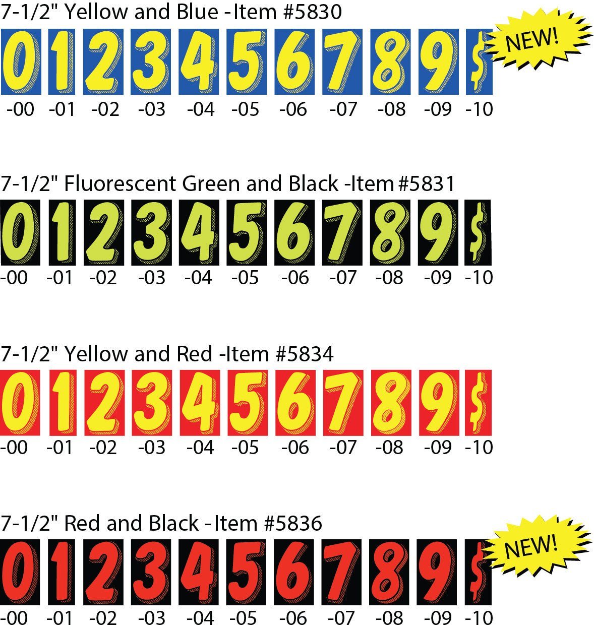 Number Window Stickers - 7-1/2&quot; Various Colors - flywheelnw.com