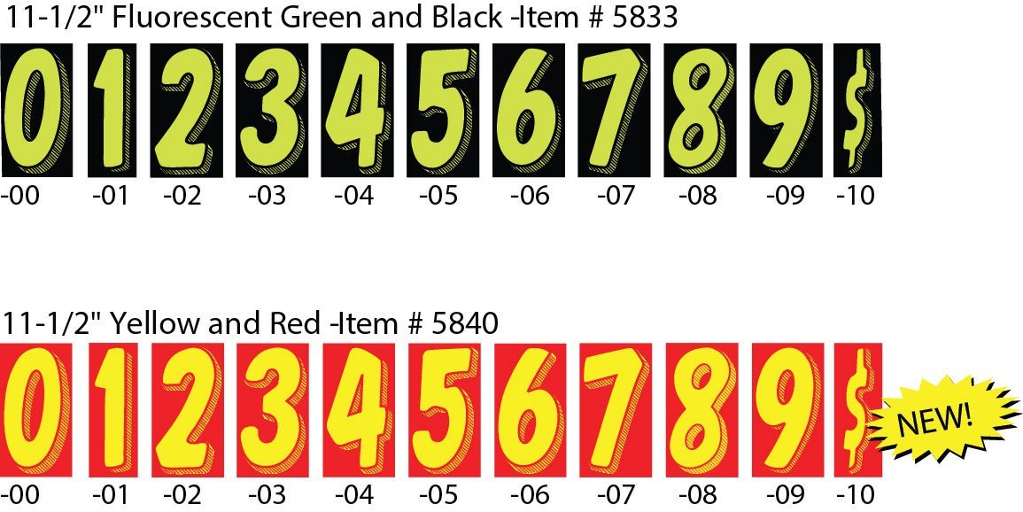 Number Window Stickers - 11-1/2&quot; Various Colors - flywheelnw.com