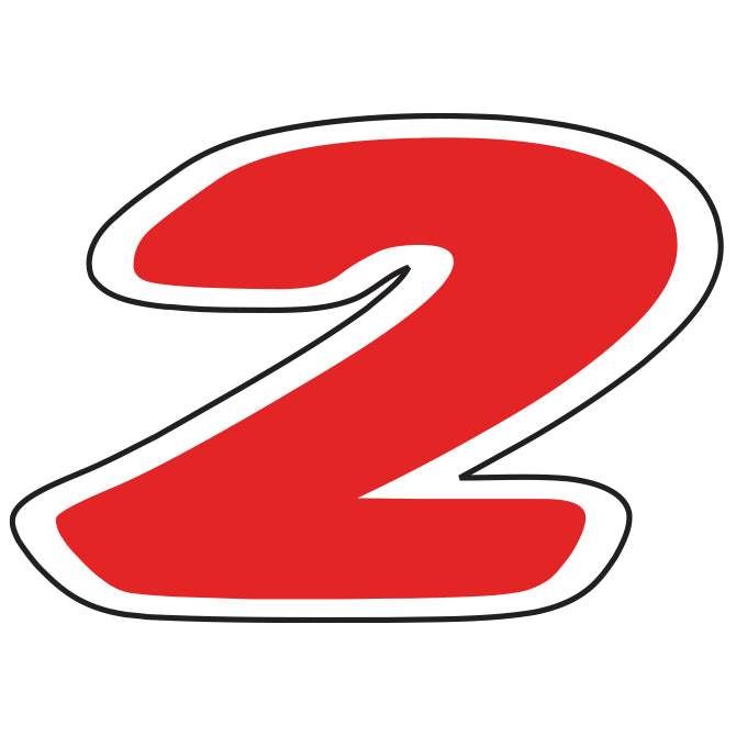 Number Window Stickers - 6-1/4&quot; Red &amp; White Die Cut