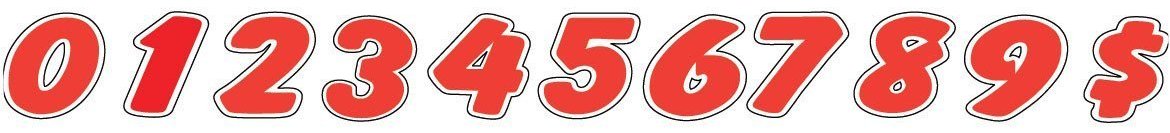 Number Window Stickers - 6-1/4&quot; Red &amp; White Die Cut - flywheelnw.com
