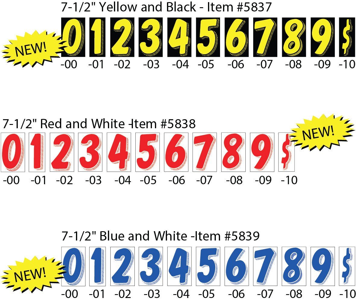 Number Window Stickers - 7-1/2&quot; Various Colors - flywheelnw.com