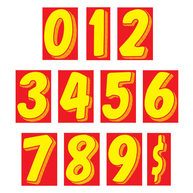 Number Window Stickers - 11-1/2&quot; Various Colors
