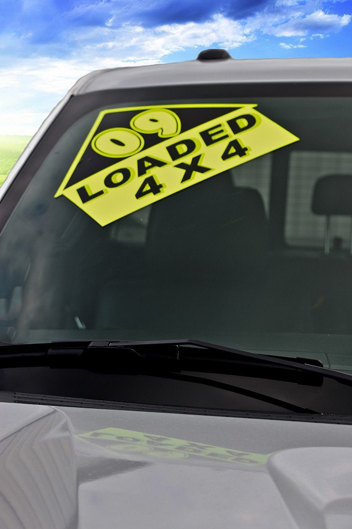 Slogan Window Stickers - 2-3/4" x 14-1/2" Yellow & Black - flywheelnw.com