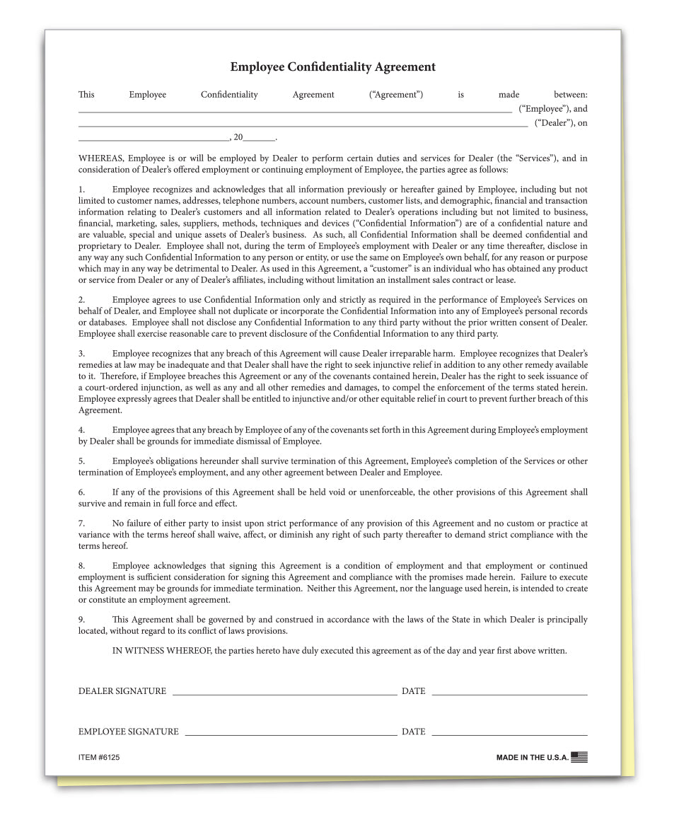 Employee Confidentiality Agreement Form www.flywheelnw.com