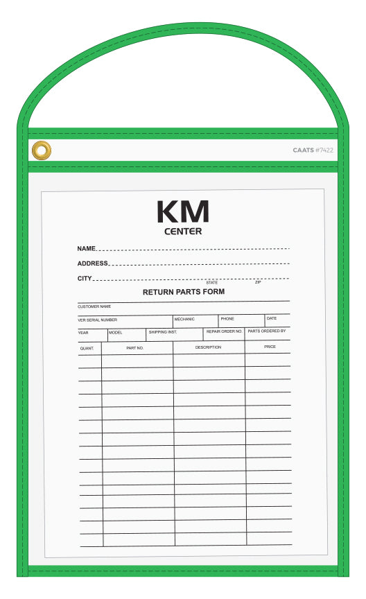 CAATS Neon Stitched Work Ticket Holder in Yellow; image is a flat clear bag with a yellow lining. www.flywheelnw.com