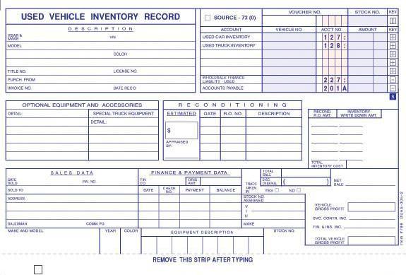 Used Vehicle Inventory Record (Front) - flywheelnw.com