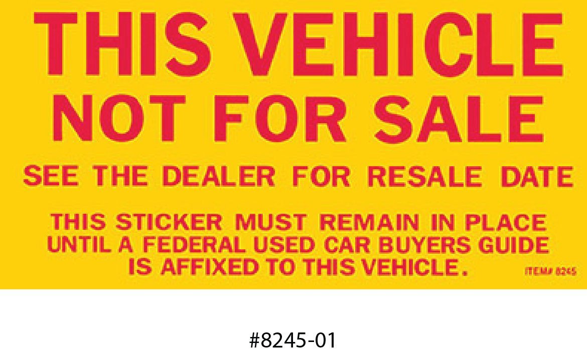 Vehicle Not For Sale Sticker (Outside Use) - flywheelnw.com