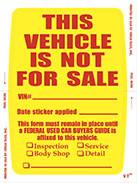 Vehicle Not For Sale Sticker (Inside Use) - flywheelnw.com