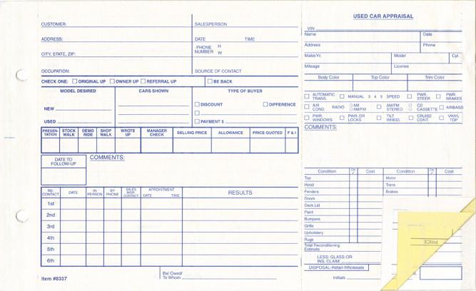 Used Vehicle Appraisal Forms - flywheelnw.com