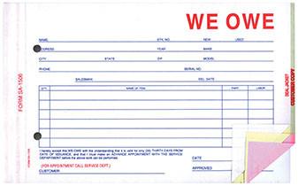 We Owe (4-Part Form) (OADA-41) - flywheelnw.com