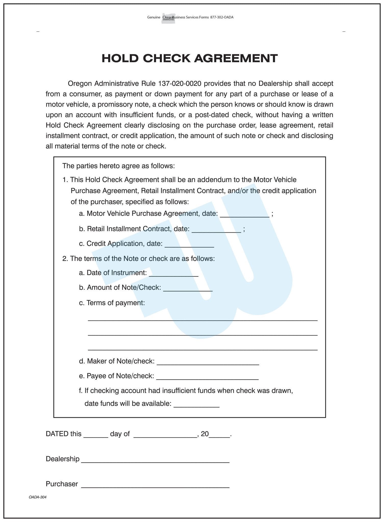 Hold Check Agreement - flywheelnw.com