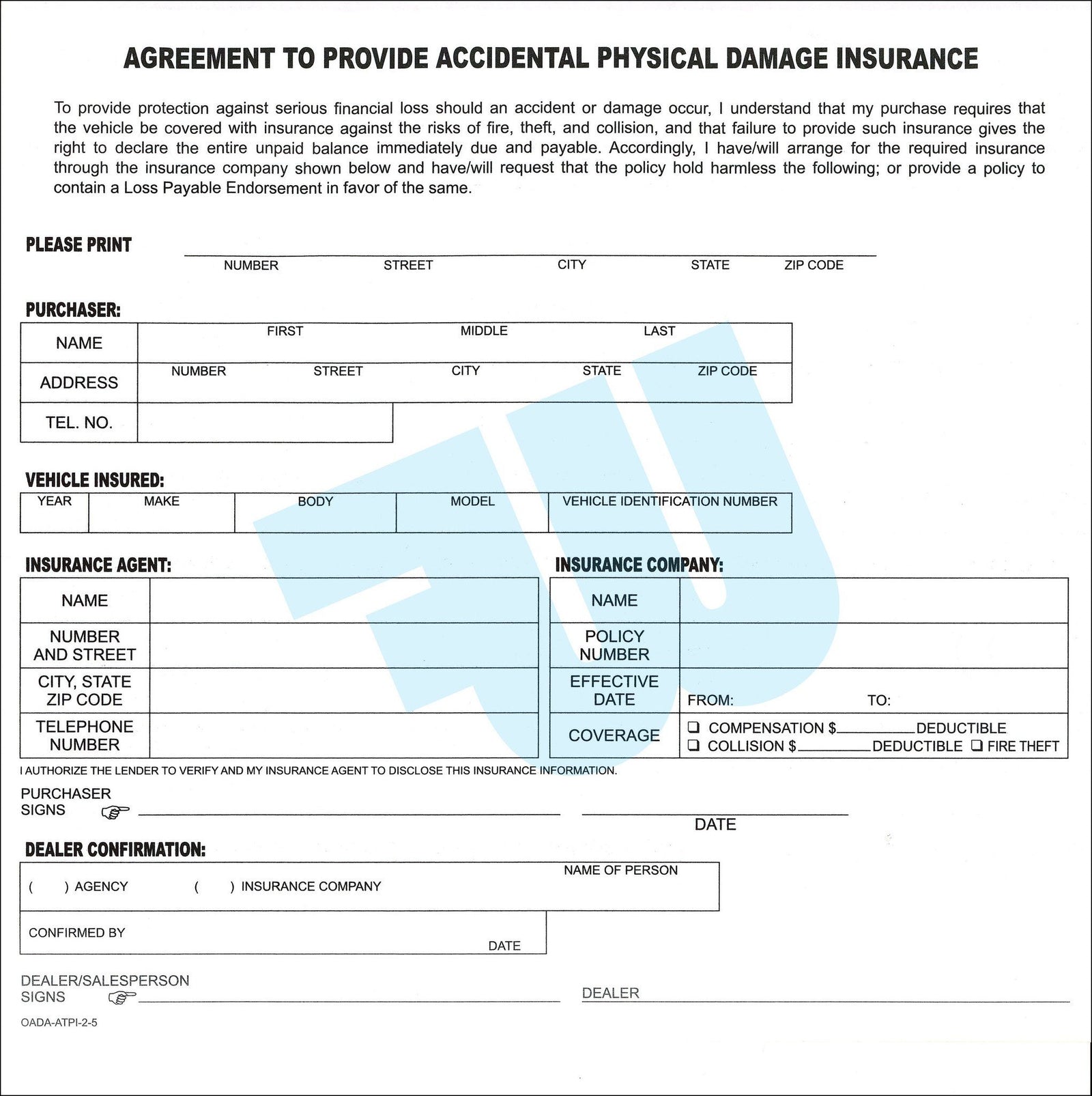 Agreement to Provide Accidental Physical Damage Insurance - SHORT - flywheelnw.com
