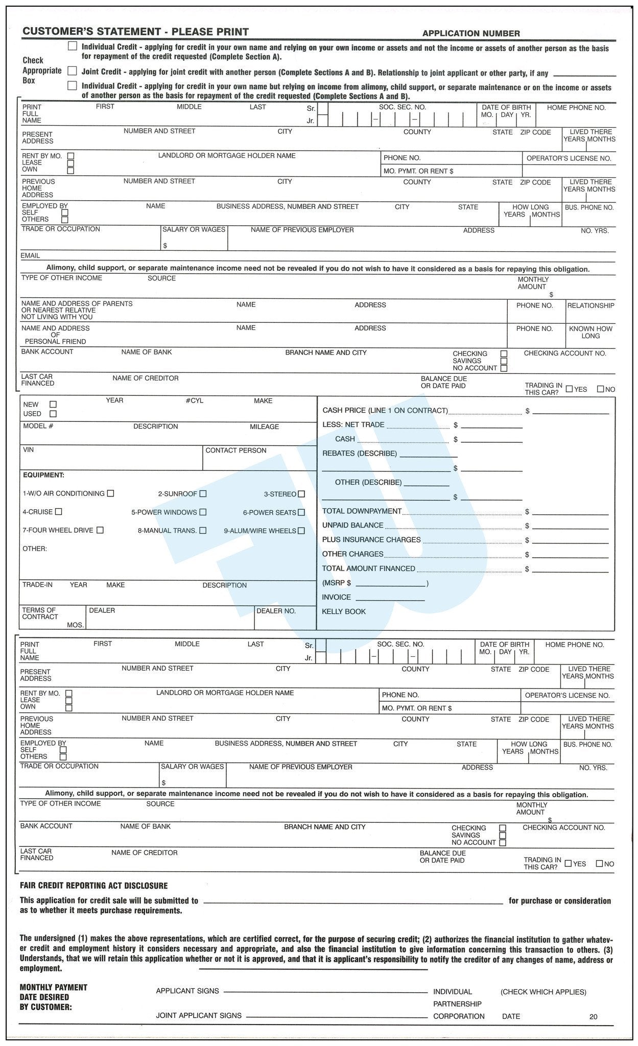 Customer Statement/Credit Application - flywheelnw.com