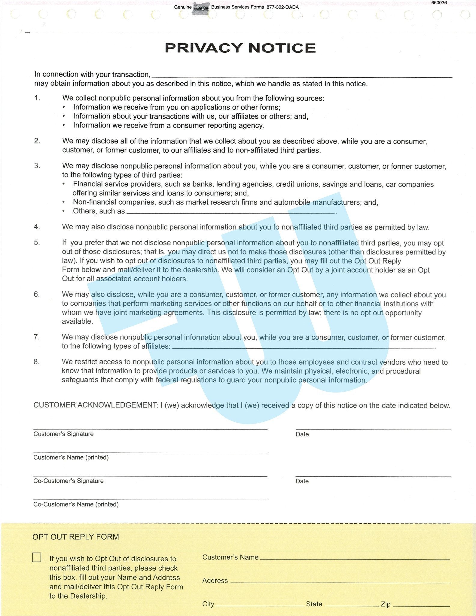 Privacy Notice - OPT OUT FORM - flywheelnw.com